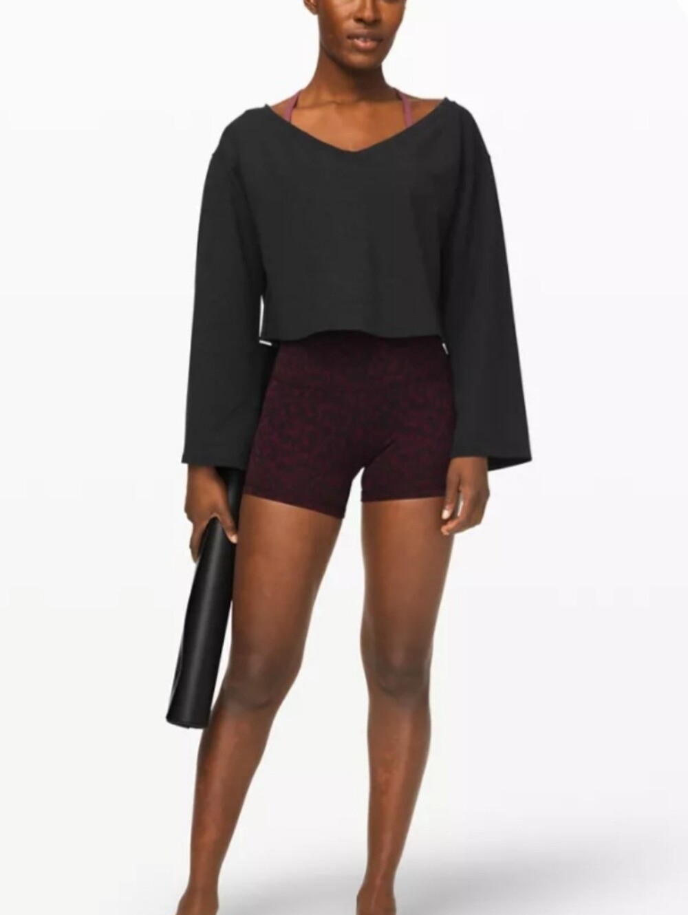 Lululemon Show Your‎ Depth Long Sleeve Heathered Crop Shirt Gray S/M Loose Fit